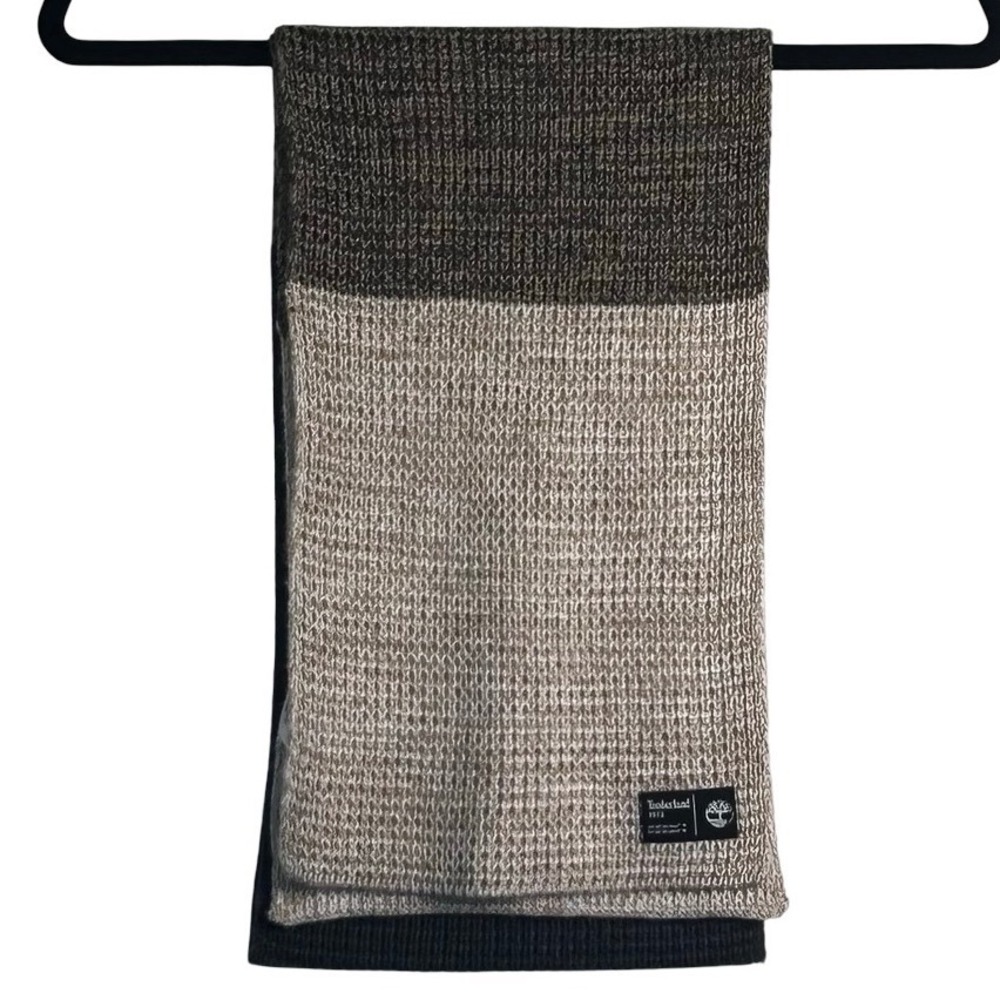 Timberland Colorblock Knit Scarf Charcoal Olive Oatmeal Waffle Winter Accessory